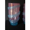 Paire de grands vases rose et turquoises irisés en verre de Murano 30