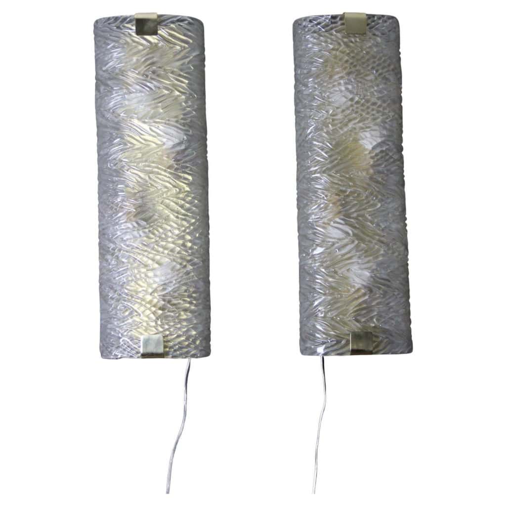 Paire de grandes appliques en verre de Murano travaillé 3