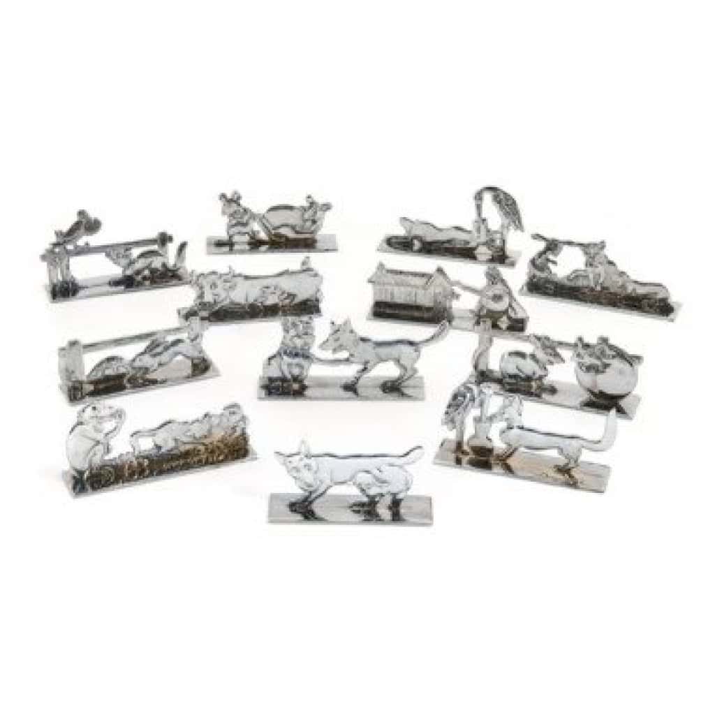 Benjamin RABIER Série de douze porte-couteaux « Fables de la La Fontaine » – circa 1930 3