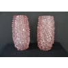 Paire de grands vases roses en verre de Murano rostrato de style Barovier 16