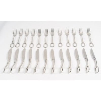 Hermes « Grand Attelage » Service de couvert table 24 pièces métal argenté