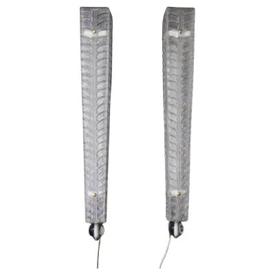 Paire d’appliques blanches longues en verre de Murano travaillé