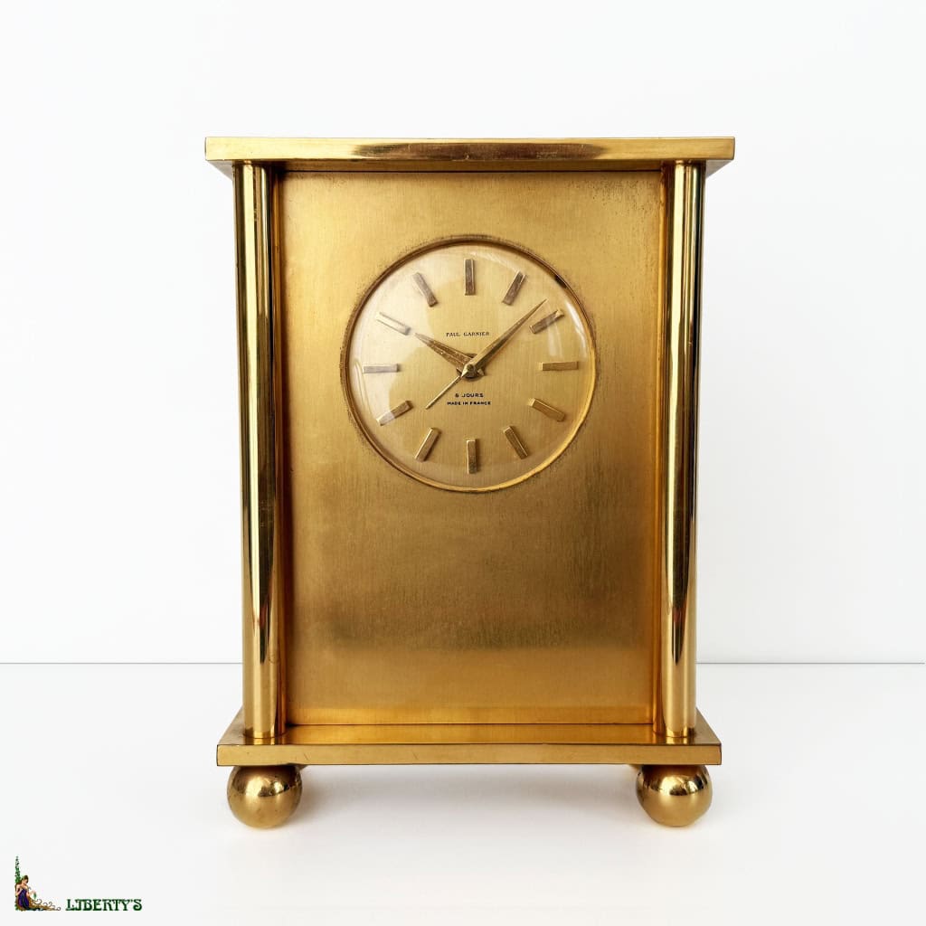 Pendulette de table 8 jours avec réveil en laiton doré de Paul Garnier, haut. 15.5 cm (Mi XXe) 4