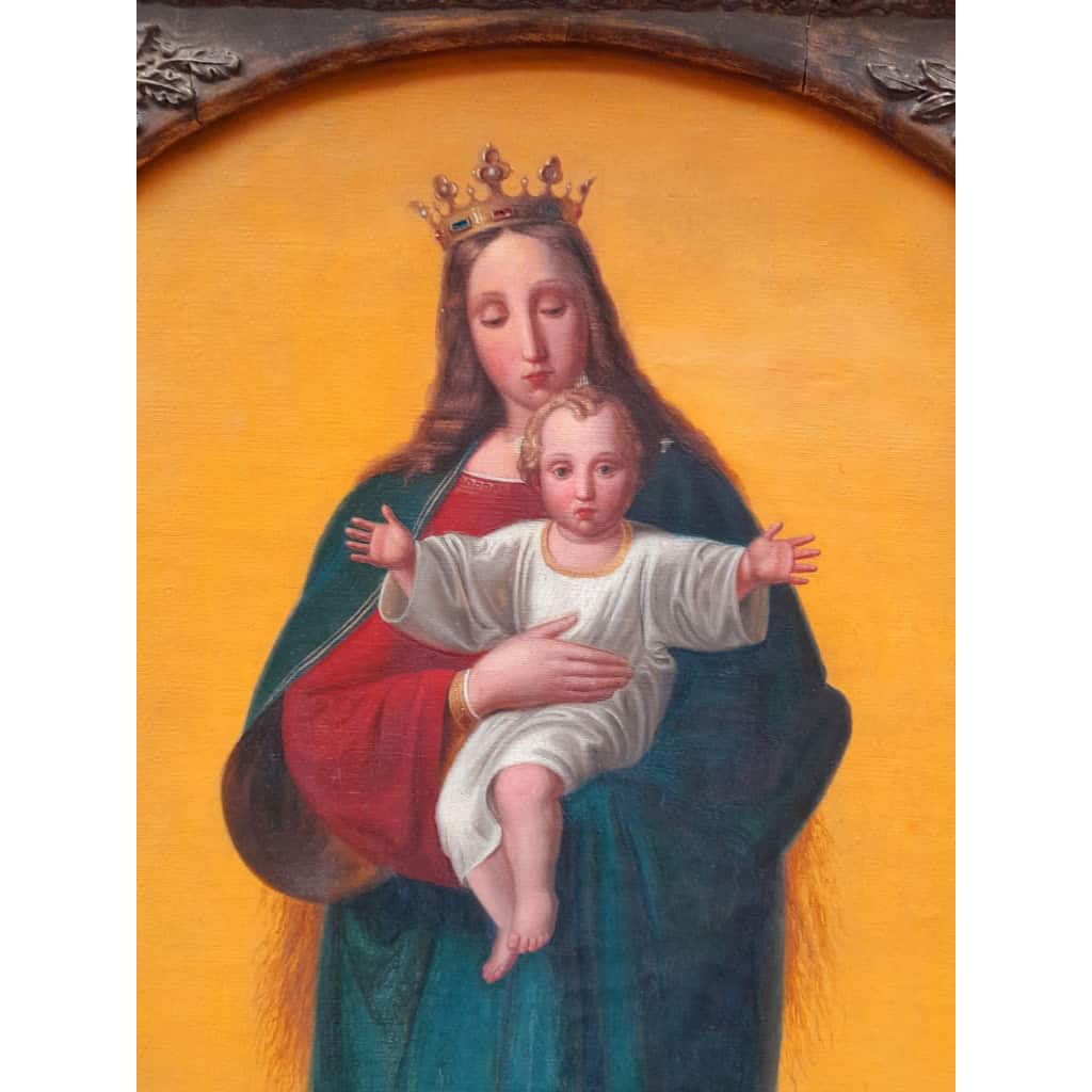 D’après Ernst Deger, Vierge, reine du Ciel, École de Dusseldorf, 1865, huile sur toile 5