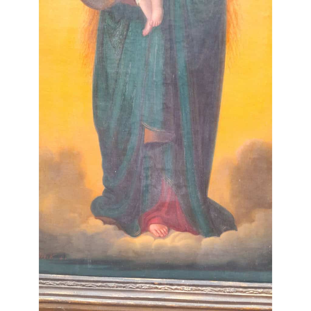 D’après Ernst Deger, Vierge, reine du Ciel, École de Dusseldorf, 1865, huile sur toile 6