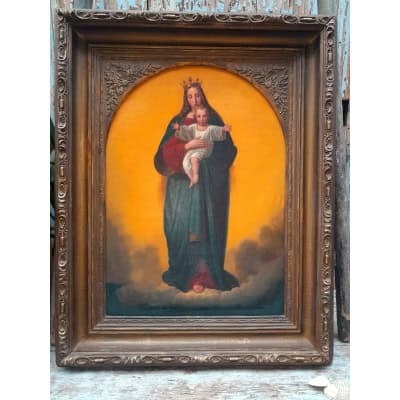 D’après Ernst Deger, Vierge, reine du Ciel, École de Dusseldorf, 1865, huile sur toile