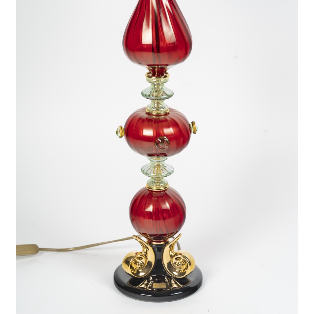 Grande lampe à poser en céramique et verre de Murano par la Maison Martinetti 5