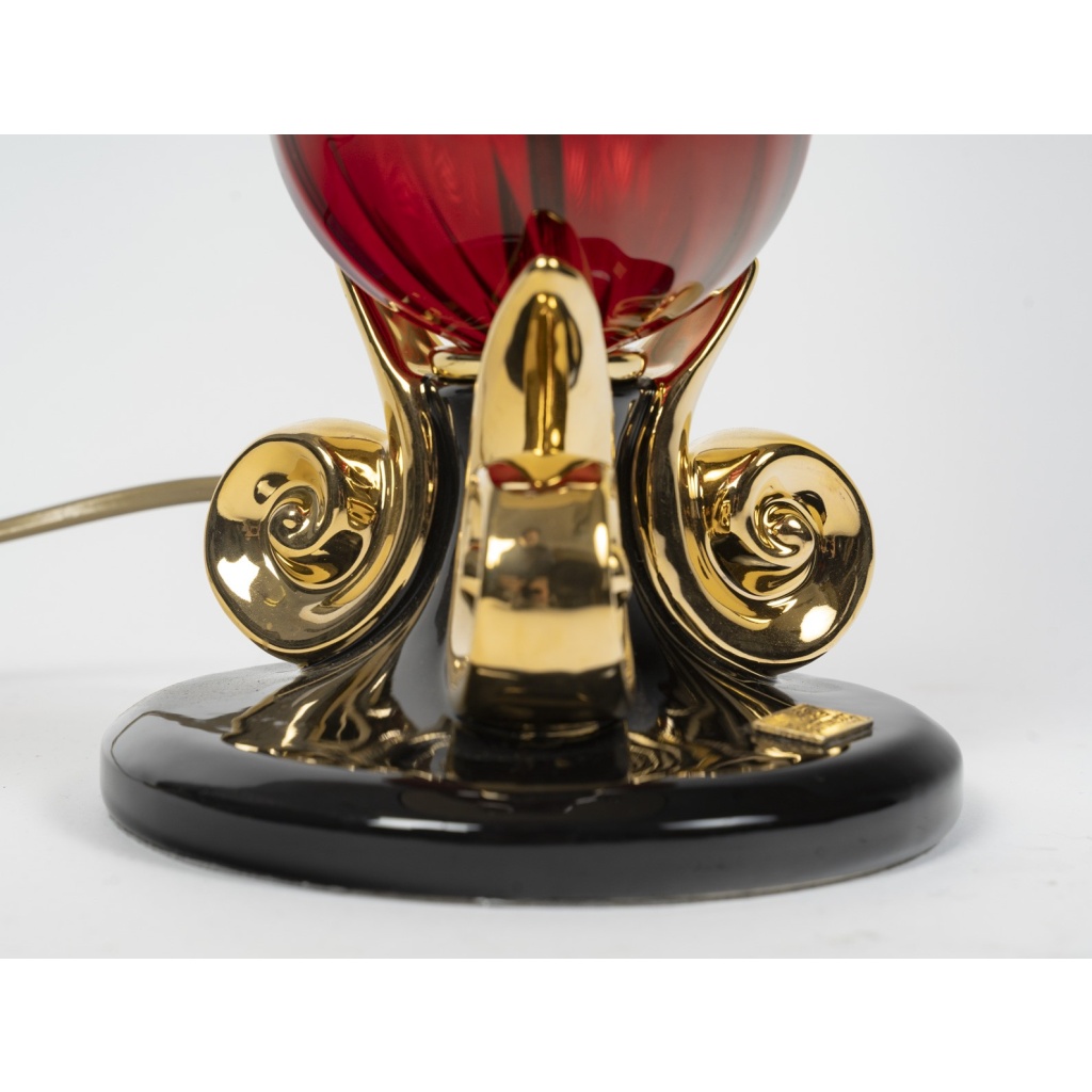 Grande lampe à poser en céramique et verre de Murano par la Maison Martinetti 10