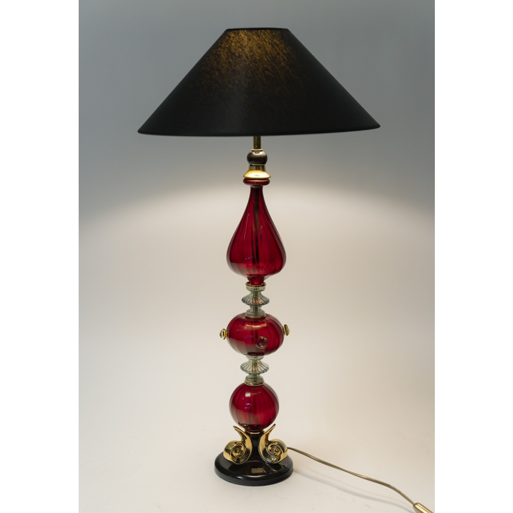 Grande lampe à poser en céramique et verre de Murano par la Maison Martinetti 9