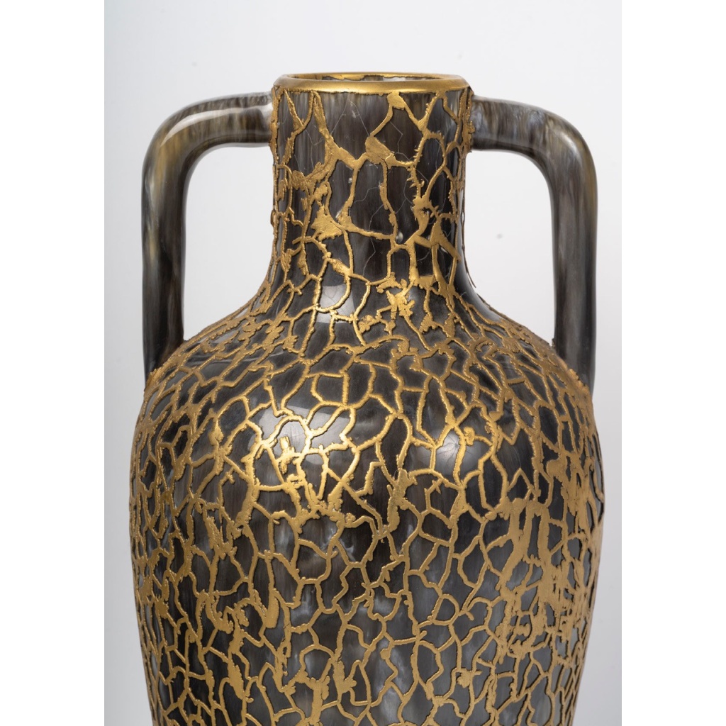 Grand vase amphore en céramique et laiton fondu des années 1950-60 8