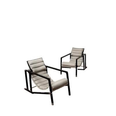 Eileen GRAY & ECART INTERNATIONAL (éditeur) Paire de fauteuils « Transat », modèle original créé circa 1926