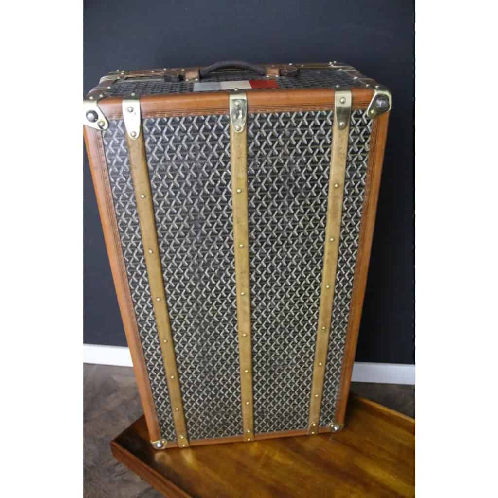 Malle Goyard en toile a chevrons ancienne des années 1920’s, 90 cm 16 Malle Goyard en toile a chevrons ancienne des années 1920’s, 90 cm 16