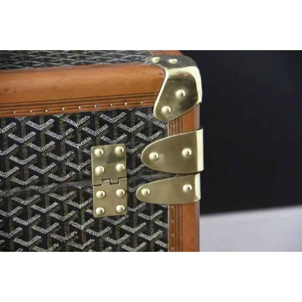 Malle Goyard en toile a chevrons ancienne des années 1920’s, 90 cm 21 Malle Goyard en toile a chevrons ancienne des années 1920’s, 90 cm 21