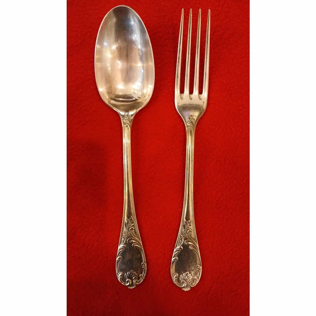 8 grandes cuillères 8 grandes fourchettes Christofle modèle Marly 5