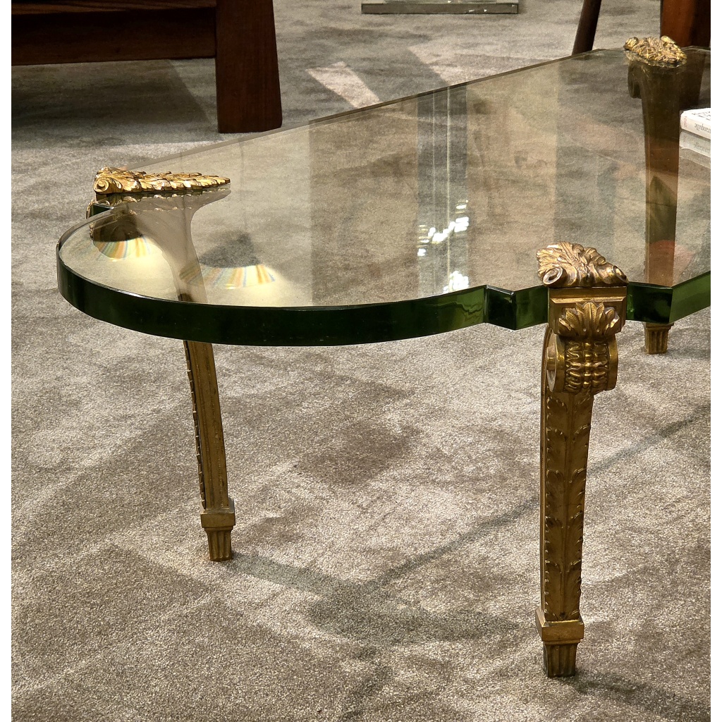 Table basse Maison Jansen Bronze et verre Saint Gobain. 1960 7
