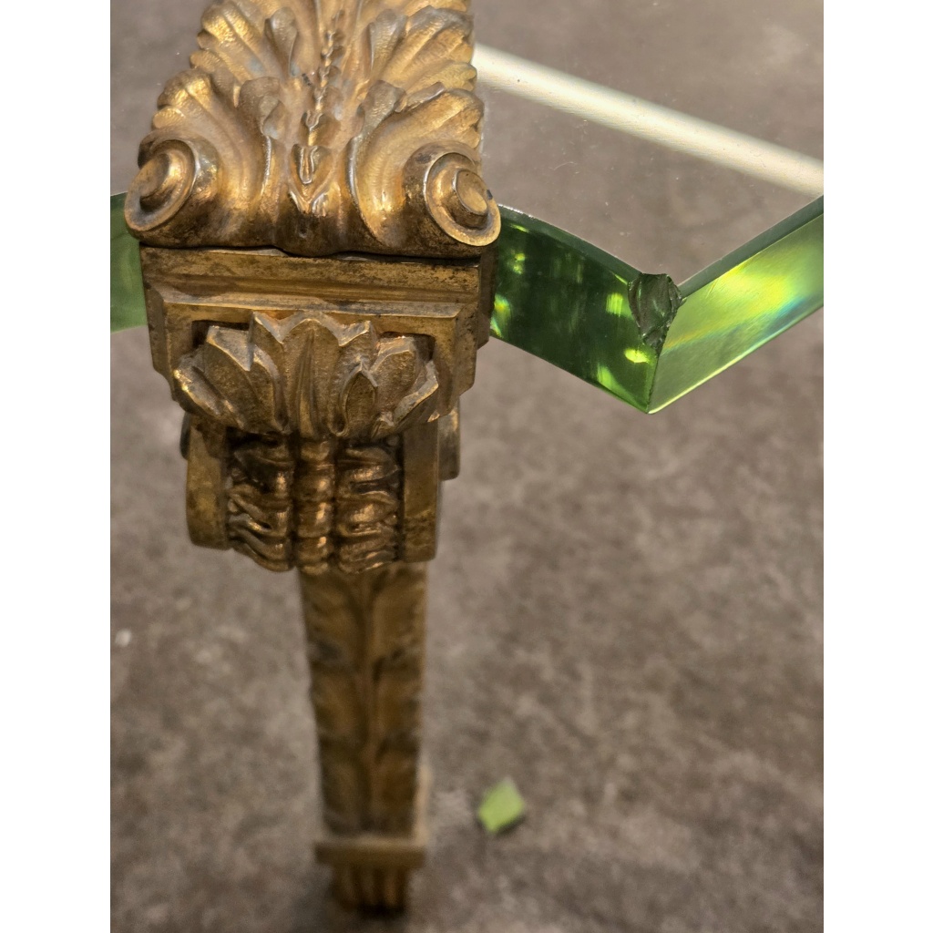 Table basse Maison Jansen Bronze et verre Saint Gobain. 1960 10