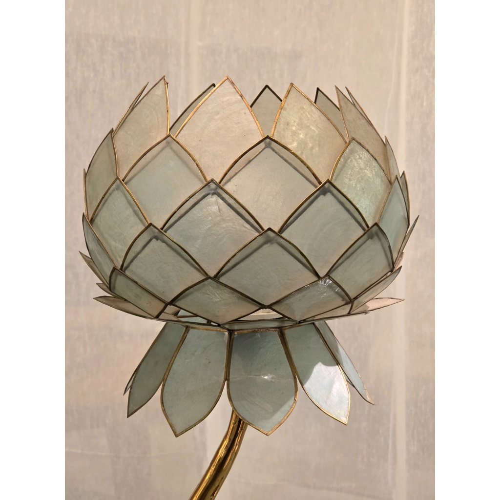 Lampe Sculpture Lotus, Bronze, Agate et Nacre, 1970s 17