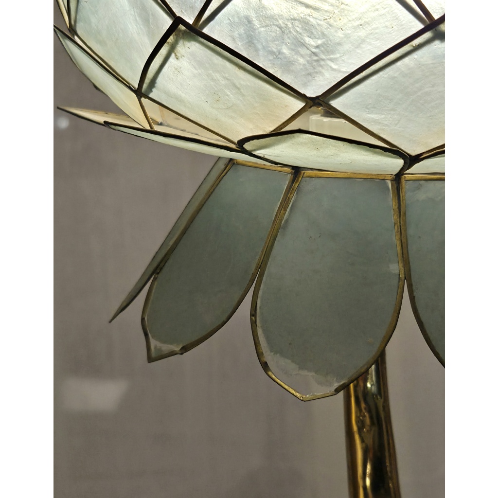 Lampe Sculpture Lotus, Bronze, Agate et Nacre, 1970s 18