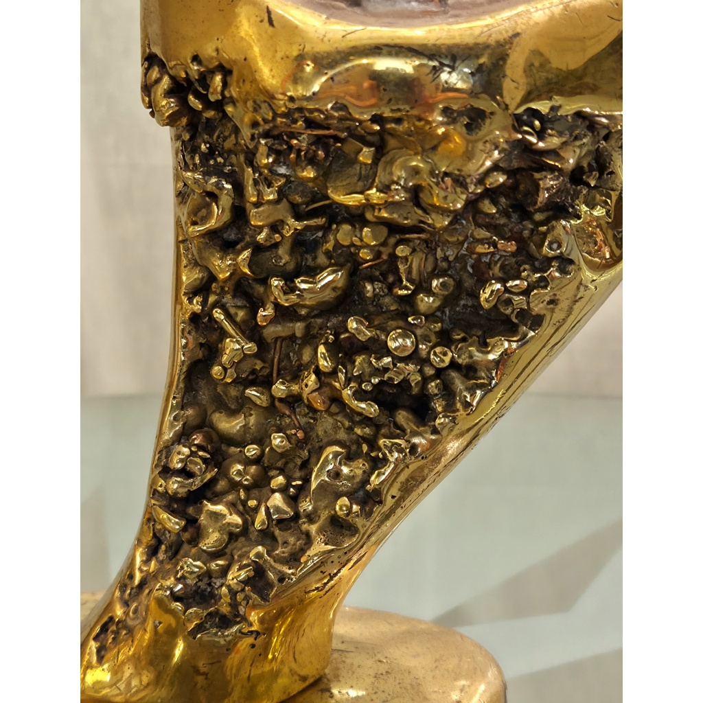 Lampe Sculpture Lotus, Bronze, Agate et Nacre, 1970s 14