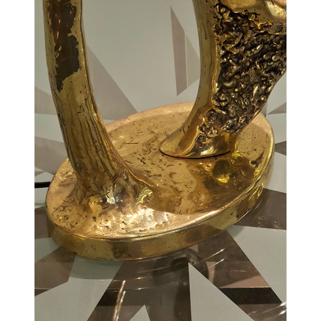 Lampe Sculpture Lotus, Bronze, Agate et Nacre, 1970s 11