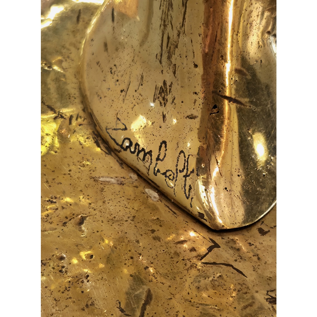 Lampe Sculpture Lotus, Bronze, Agate et Nacre, 1970s 10