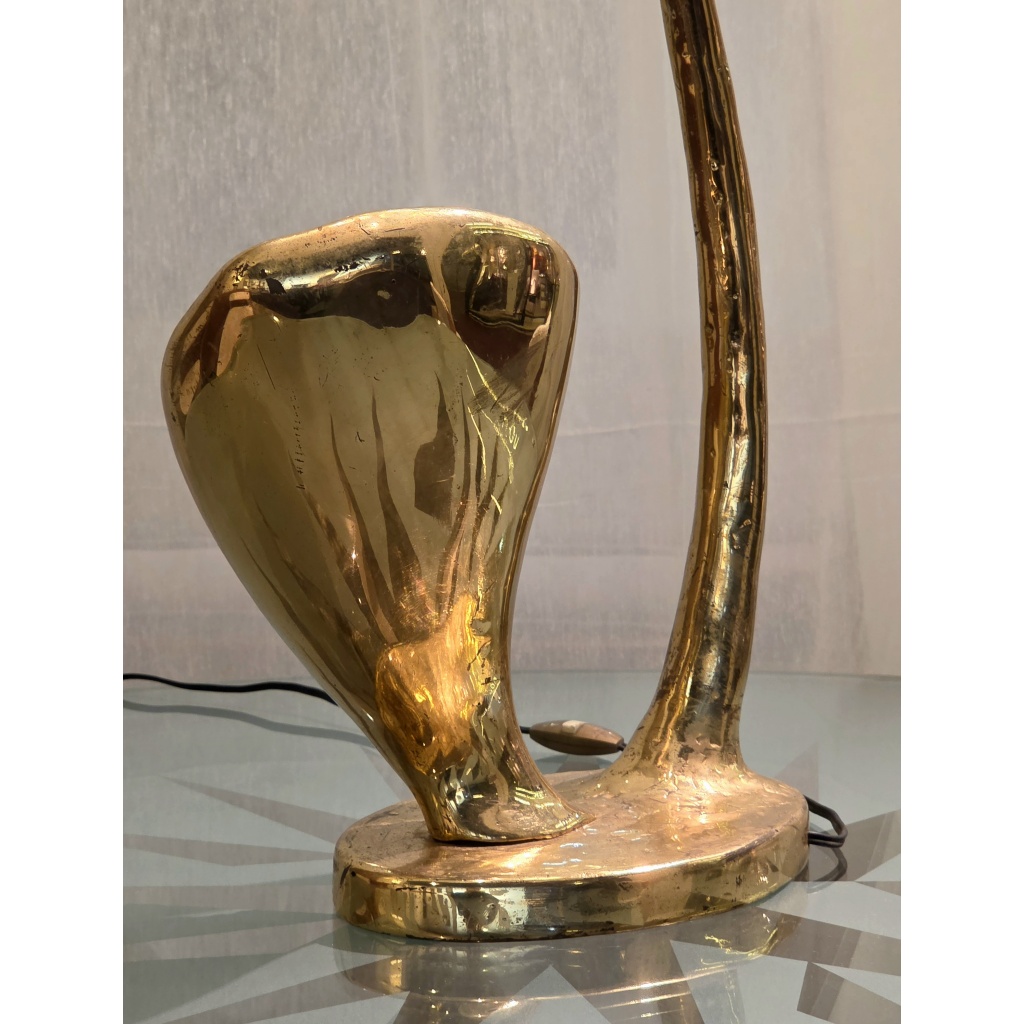 Lampe Sculpture Lotus, Bronze, Agate et Nacre, 1970s 9
