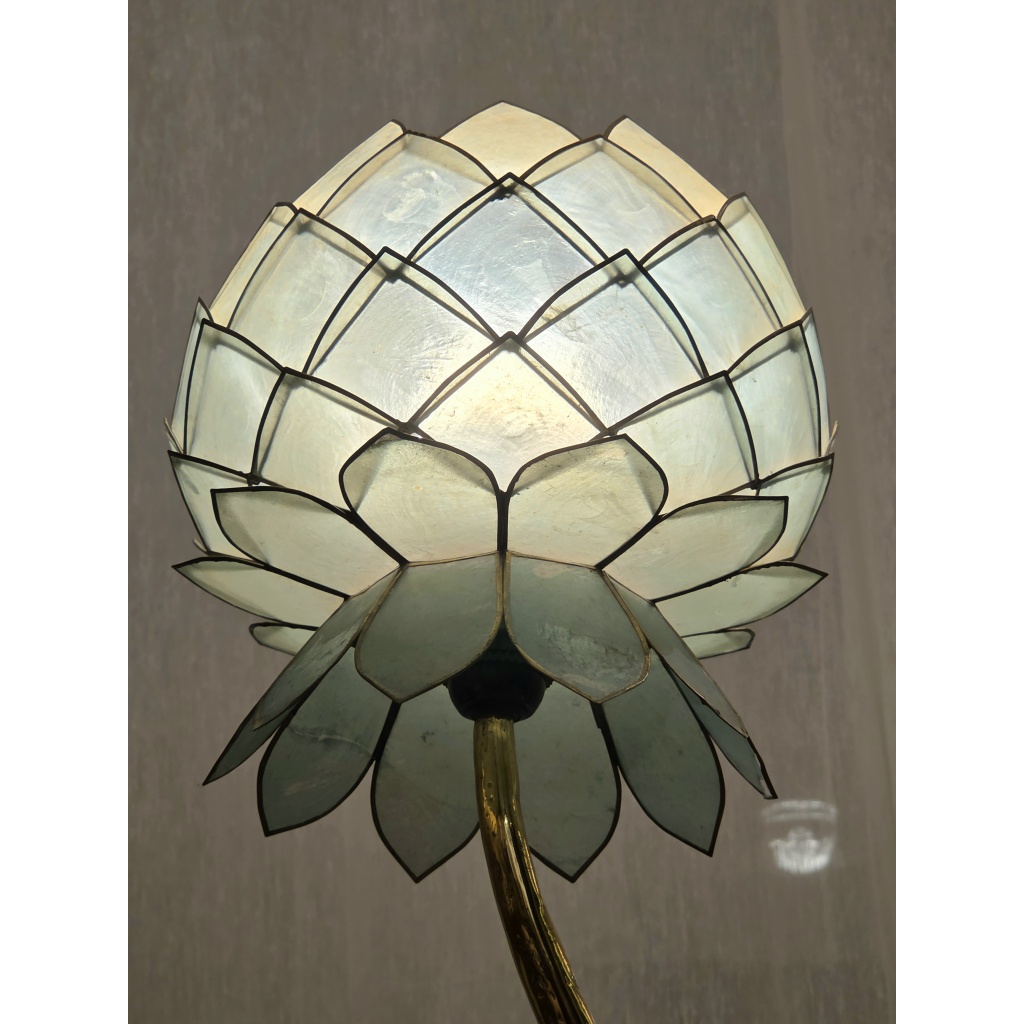 Lampe Sculpture Lotus, Bronze, Agate et Nacre, 1970s 8