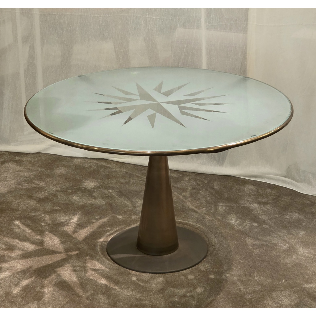 Table « Astrolabio », Oscar Tusquets pour Aleph Driade, Laiton et Verre, 1970 4