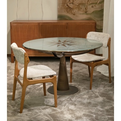 Table « Astrolabio », Oscar Tusquets pour Aleph Driade, Laiton et Verre, 1970