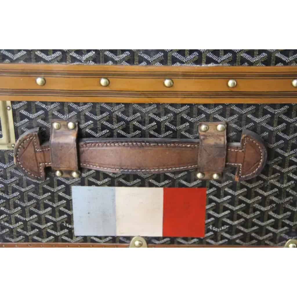 Malle Goyard en toile a chevrons ancienne des années 1920’s, 90 cm 9 Malle Goyard en toile a chevrons ancienne des années 1920’s, 90 cm 9