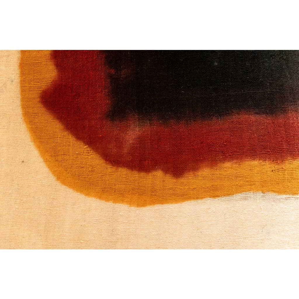 Triptyque à décor géométrique en laine tissée. Travail artisanal, 20e siècle. 6