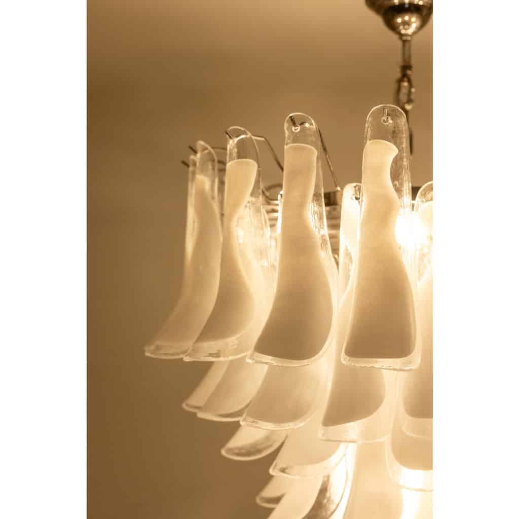 Lustre en verre de Murano en verre blanc et translucide. Contemporain LS64651196 5