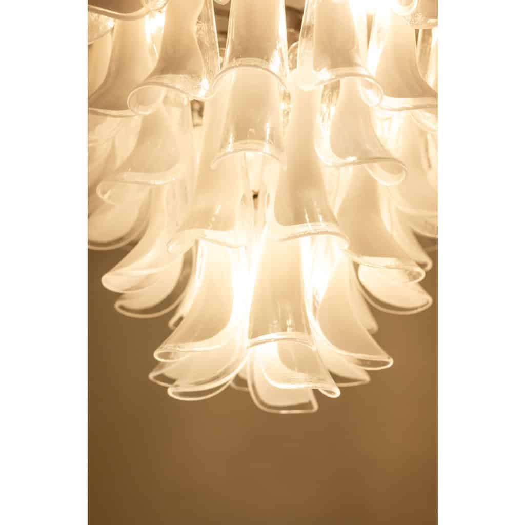 Lustre en verre de Murano en verre blanc et translucide. Contemporain LS64651196 6