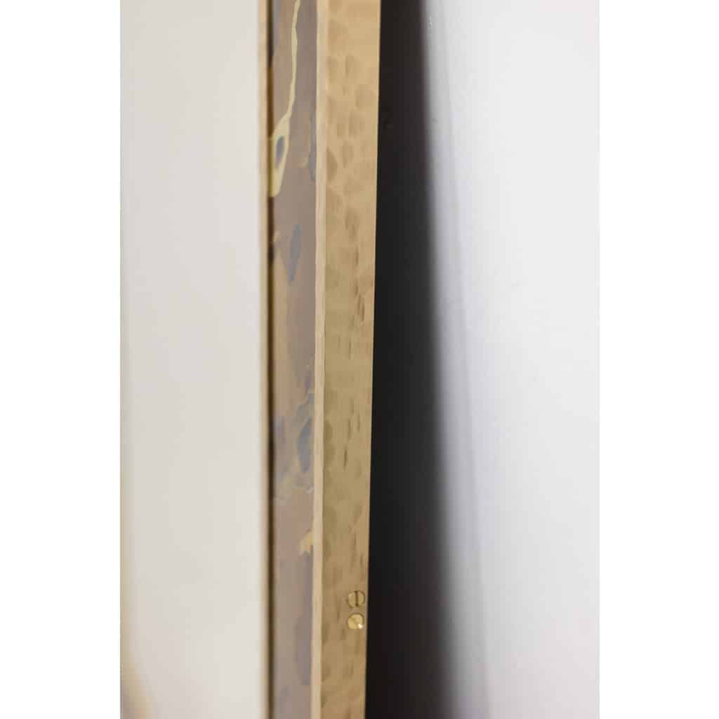 Miroir en marqueterie de laiton oxydé et patiné. Travail d’artiste LS66612504 11