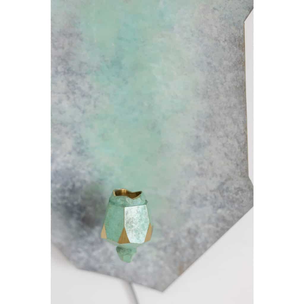 Paire de bougeoirs muraux laiton et bronze. Travail contemporain d’artiste. LS65321667 12