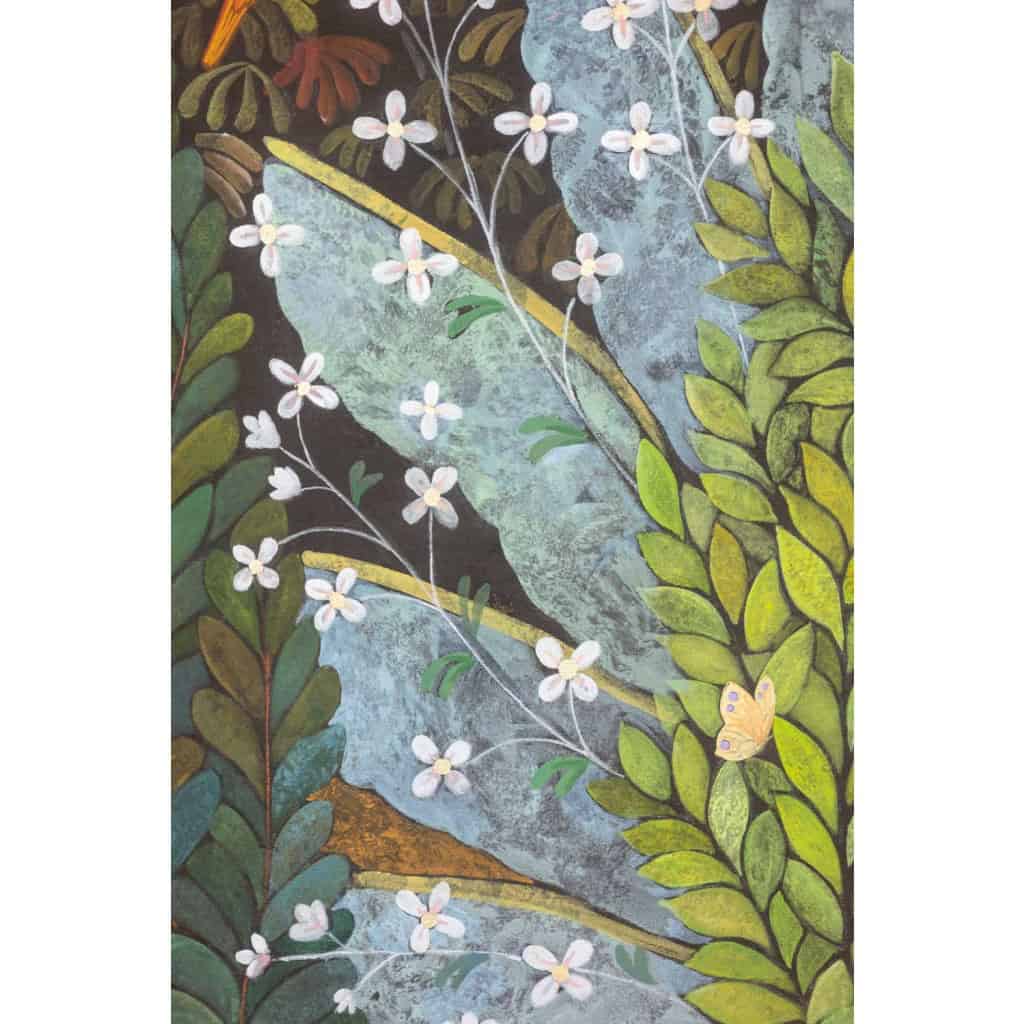 Grand panneau peint à l’acrylique sur toile de lin. Travail contemporain LS66511357 8