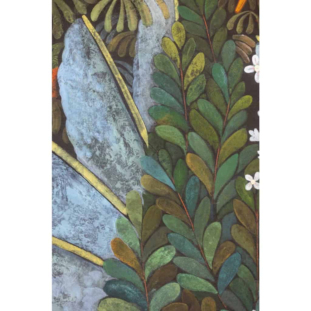 Grand panneau peint à l’acrylique sur toile de lin. Travail contemporain LS66511357 9