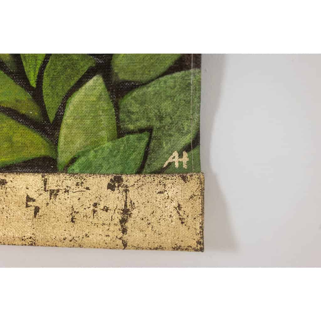 Grand panneau peint à l’acrylique sur toile de lin. Travail contemporain LS66511357 11