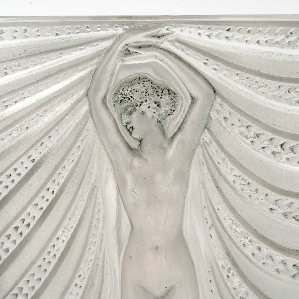 1937 René Lalique – Vase Terpsichore Verre Blanc Patiné Bleu 7