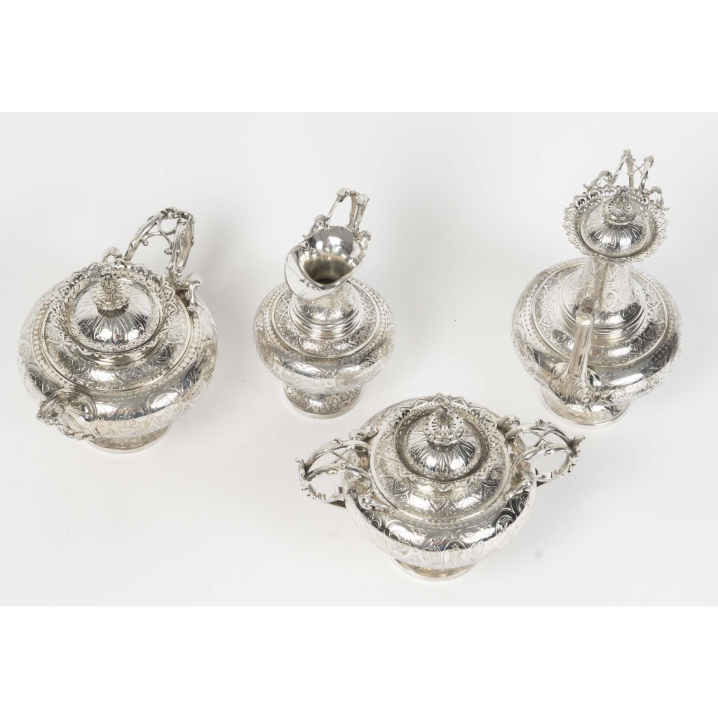 FROMENT MEURICE – Service Thé/Café 4 pièces en argent massif – Epoque XIXe siècle 24