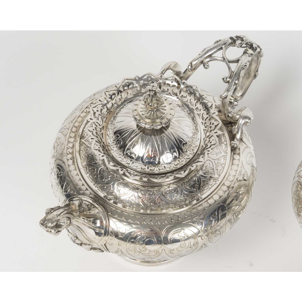 FROMENT MEURICE – Service Thé/Café 4 pièces en argent massif – Epoque XIXe siècle 25