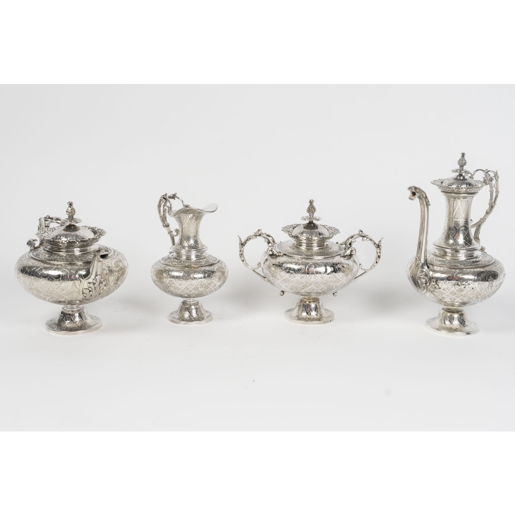 FROMENT MEURICE – Service Thé/Café 4 pièces en argent massif – Epoque XIXe siècle 4