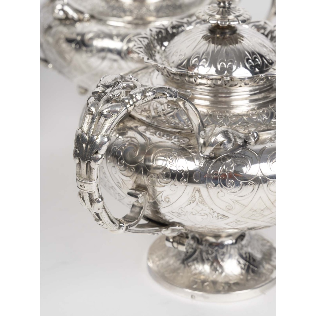 FROMENT MEURICE – Service Thé/Café 4 pièces en argent massif – Epoque XIXe siècle 11