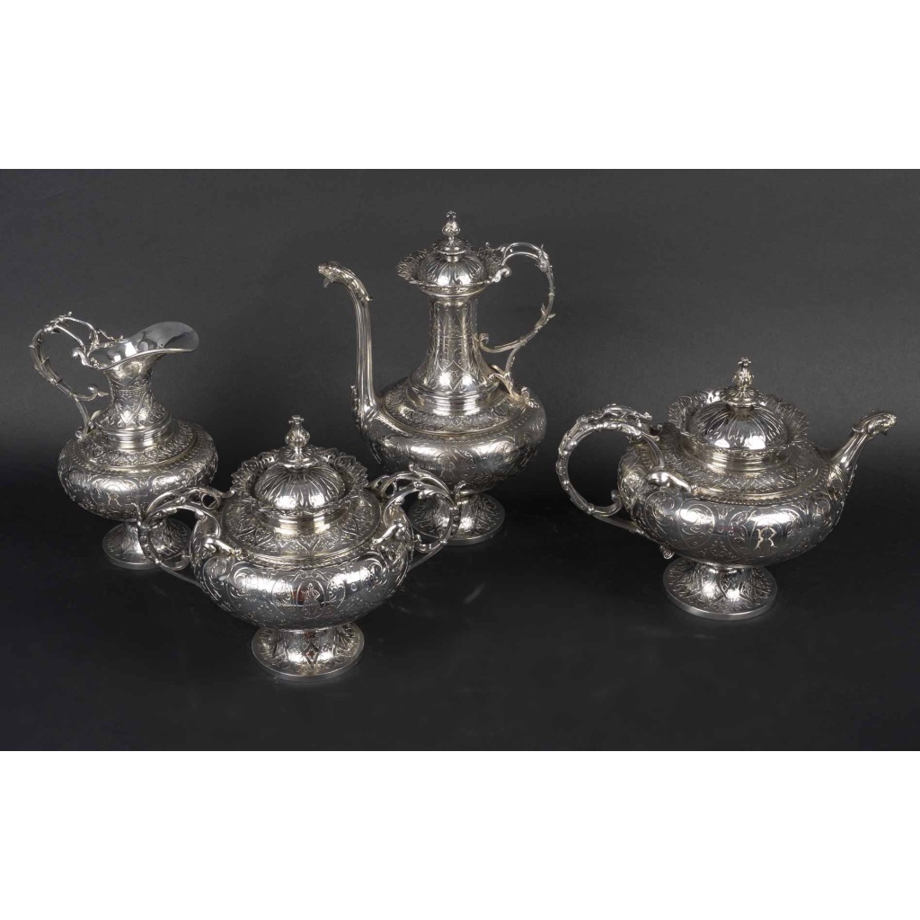 FROMENT MEURICE – Service Thé/Café 4 pièces en argent massif – Epoque XIXe siècle 3