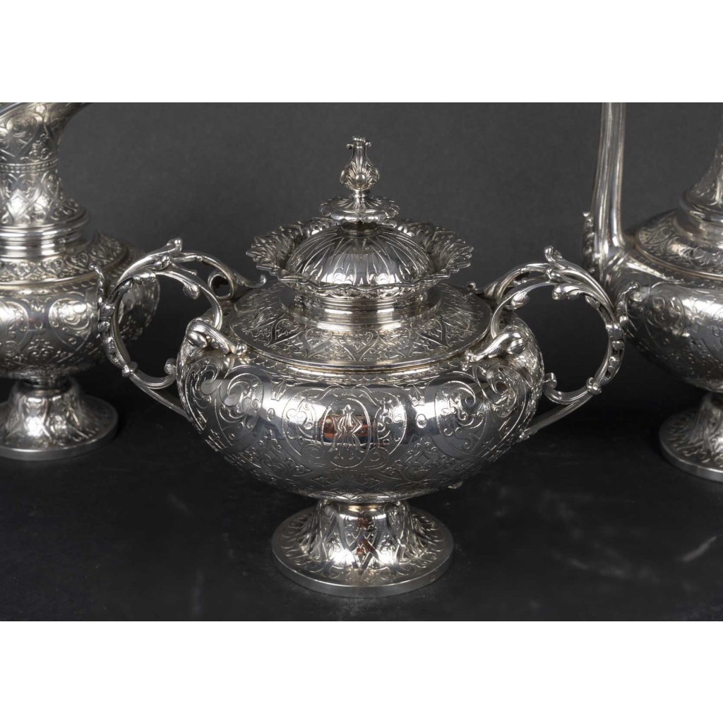 FROMENT MEURICE – Service Thé/Café 4 pièces en argent massif – Epoque XIXe siècle 18