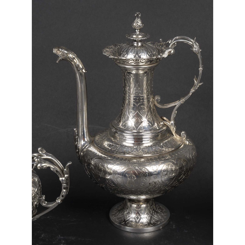 FROMENT MEURICE – Service Thé/Café 4 pièces en argent massif – Epoque XIXe siècle 19
