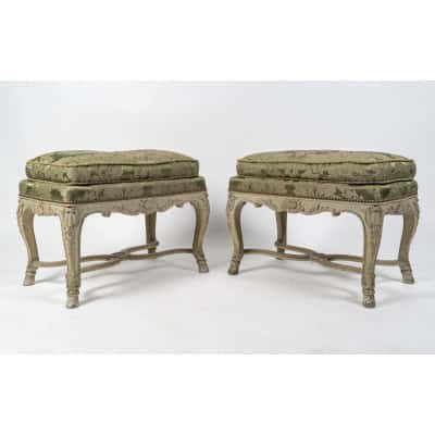 Paire de tabourets de style Régence, d’époque Napoléon III, XIXème. 3 Paire de tabourets de style Régence, d’époque Napoléon III, XIXème. 3