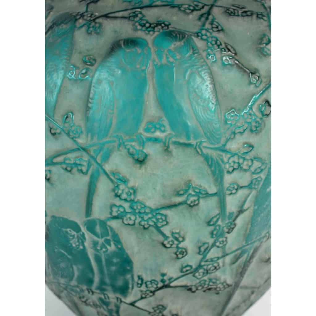 1919 René Lalique – Vase Perruches teinté vert 5