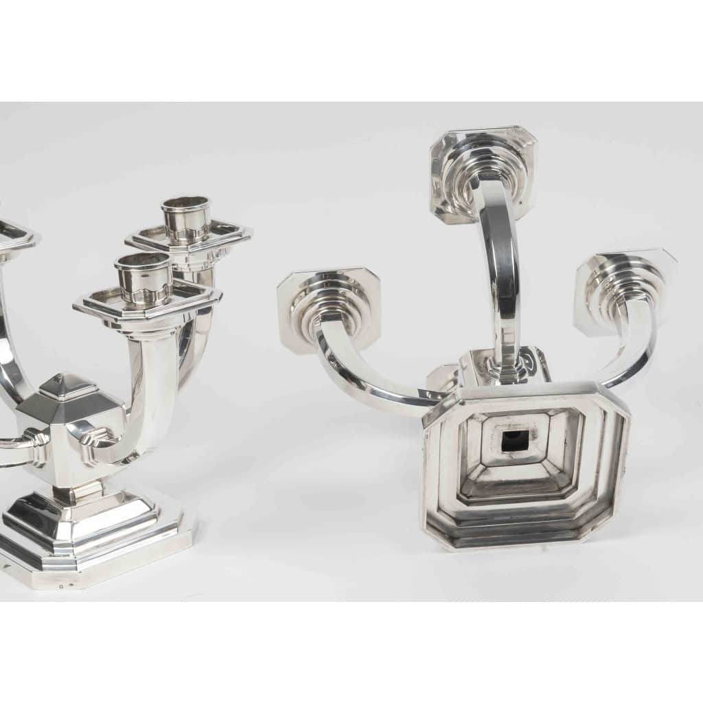 RAVINET D’ENFERT – Paire de candélabres en argent massif époque ART DECO 16 RAVINET D’ENFERT – Paire de candélabres en argent massif époque ART DECO 16