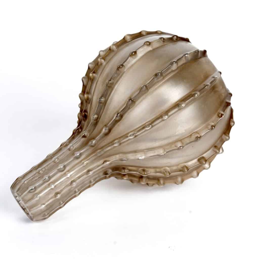 1912 René Lalique – Vase Dentelé Verre Blanc Patiné Sépia 6